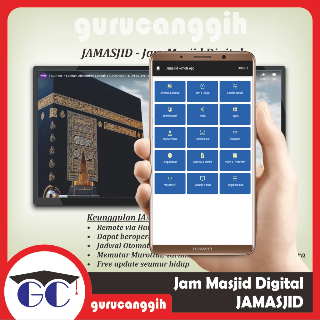 [JAMASJID] Jam Masjid Digital - Jadwal Sholat Digital Layar TV (tidak termasuk unit TV)