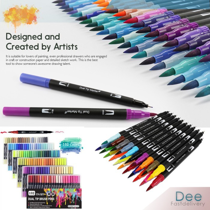

TERLARIS! PEN FINE ART Dual Tip Brush Pens Double head drawing watercolor set