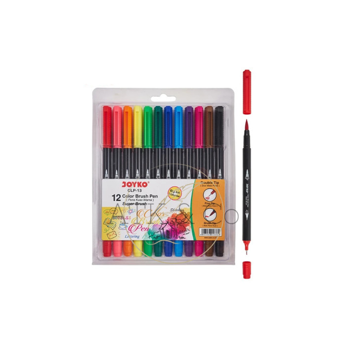 

Color Brush Pen Joyko 12 Colors CLP-13 Pena Spidol Kuas Warna Murah
