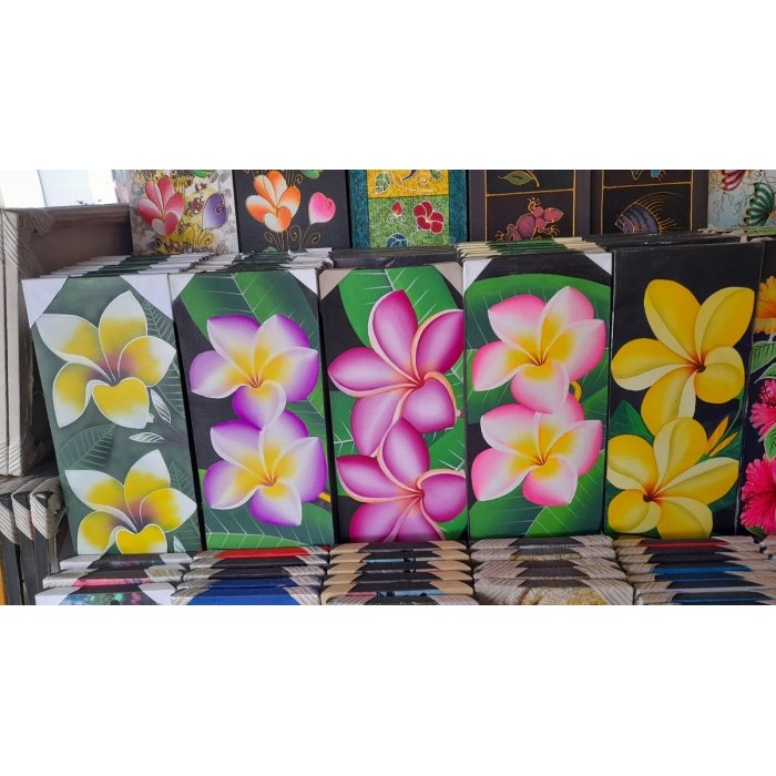 $$$$] Lukisan kain canvas tradisional Bunga kamboja Bali