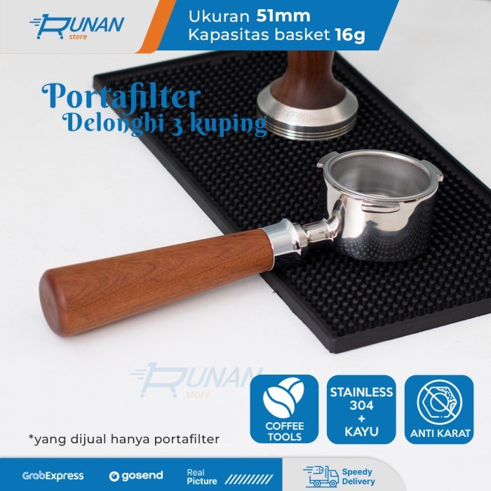 Portafilter Naked Bottomless 51mm Delonghi 3 Kuping Porta Filter 51 mm