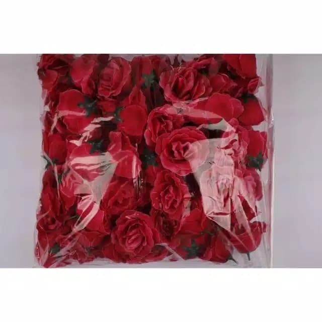 ROSE TANPA TANGKAI ISI 100 PCS . BUNGA MAWAR MAK ARTIFICIAL. KEPALA MA