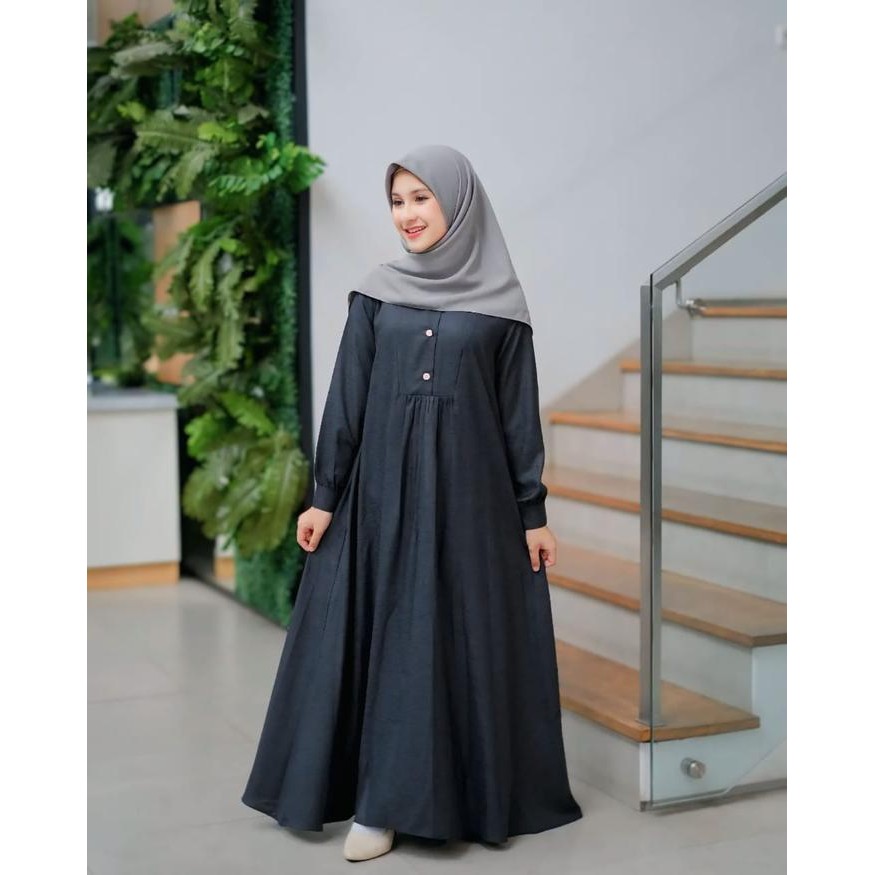 BAJU GAMIS ANAK REMAJA PEREMPUAN CRINKLE AIRFLOW KANCING AKTIF - UKURAN 8-18 TAHUN CRINKLE KANCING