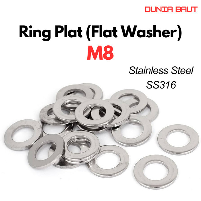 SS316 Ring Plat M8 / Flat Washer M8 / WP M8 / Ring Plat Stainless M8