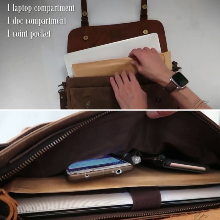 Tas Kerja/Tas Kantor Pria+ T4 Laptop (Kulit Asli Premium) -Birmingham-