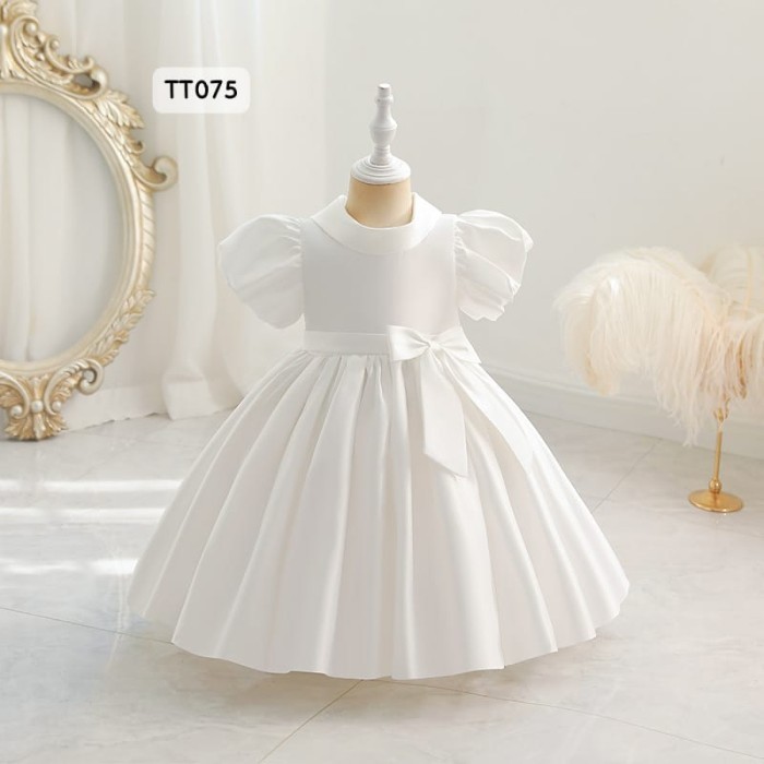 Gaun Putih Satin Anak Polos/Dress Putih Batita Anak Perempuan