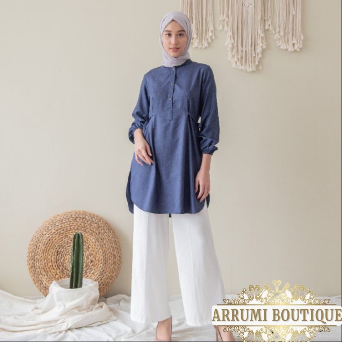 Produk Unggulan Arrumi Sapa- Baju Tunik Koko Muslim Couple Sarimbit Keluarga Terbaru
