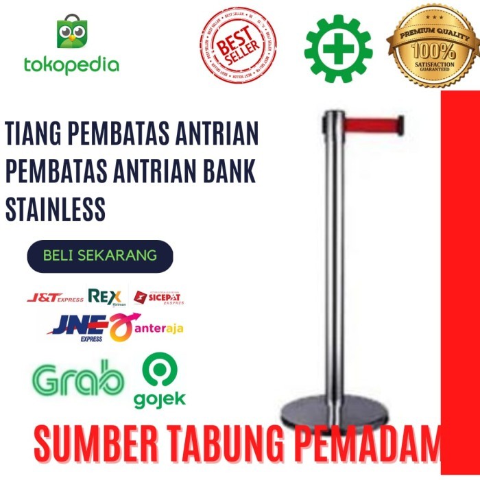 

TERBARU Tiang pembatas antrian / Pembatas antrian bank stainless - pita biru