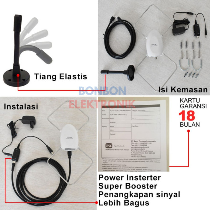 PX ANTENA TV INDOOR/OUTDOOR ANTENA DIGITAL ANALOG HDA-5000 / HDA5000