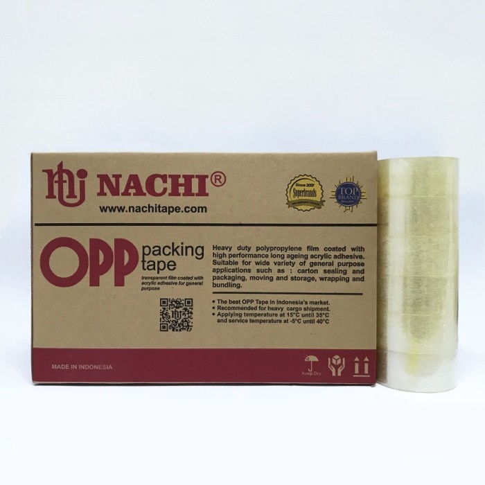 

Sale (Dus) Nachi Red Opp Packing Tape Lakban Transparan 48 Mm X 90 Yard