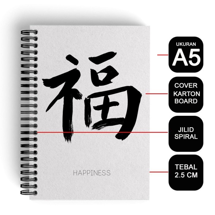 

Sale Notebook Cover Tebal A5/Buku Kotak-Kotakmandarin/Spiral Kawat Happines