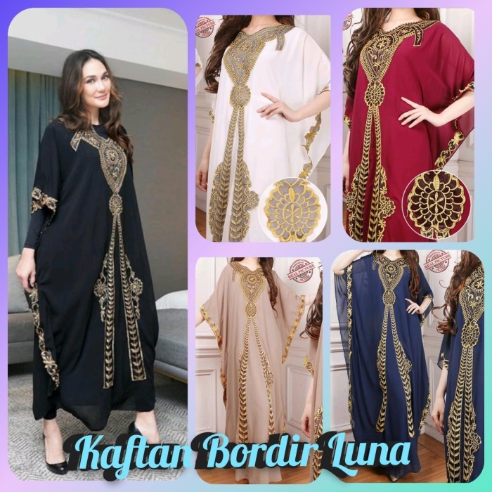 Gamis Lebaran Kaftan Bordir Luna
