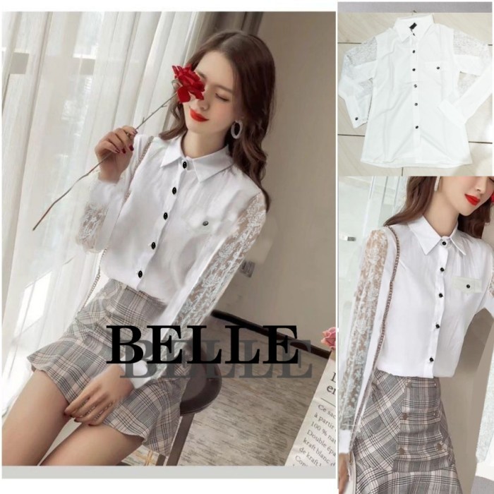 Baju Atasan Anak Remaja Cewek Korea Style Kemeja Lace Belle