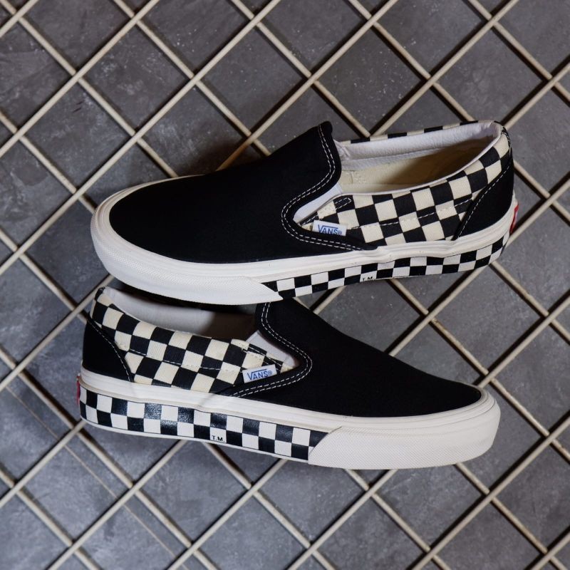 Vans Slip On Classic Sidewall Checkerboard Black/White Original 100%