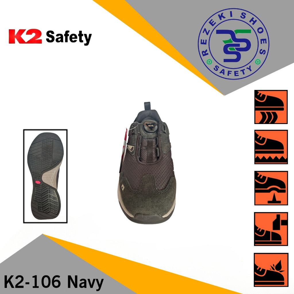 Sepatu Safety K2 106 BOA Navy - Sepatu Sport Safety K2-106 BOA Navy