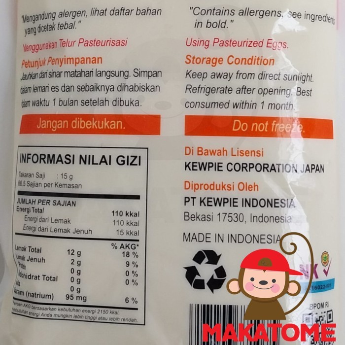 

Terbaru Kewpie Mayonais Original 1Kg Plastik Mayonaise Mayonnaise Mayo