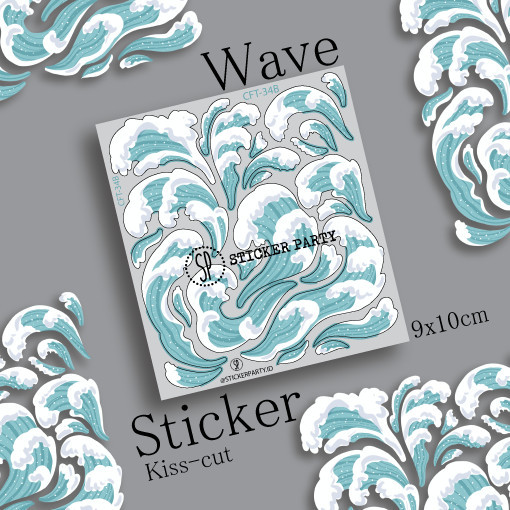 

paling diminati] Sticker Party Stiker Ombak Wave Art Deco Polaroid Kpop Toploader CFT34