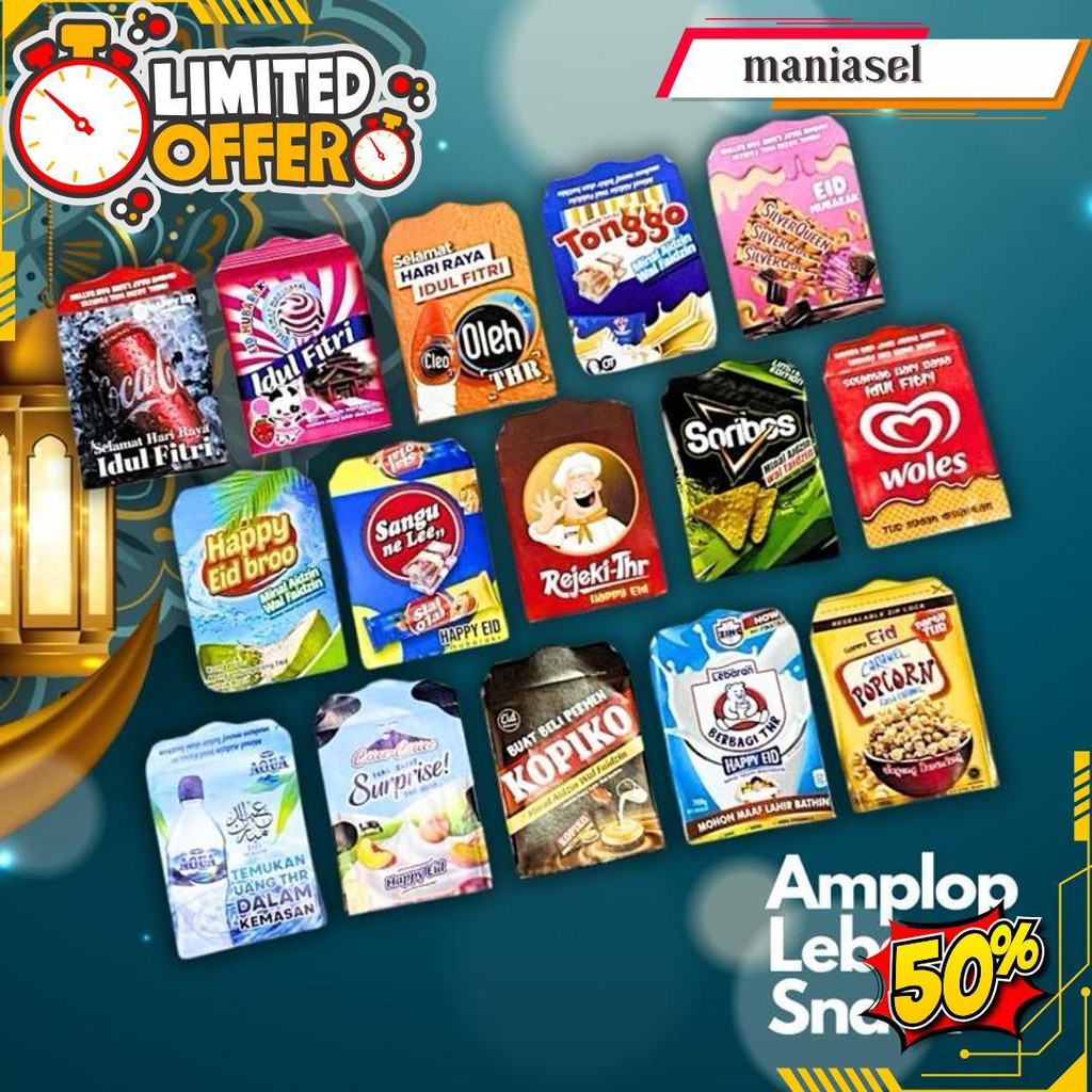 

[Ready Stock] Amplop Lebaran Motif Snack Muslim Viral | Amplop Lebaran 2024 Gratis Ongkir
