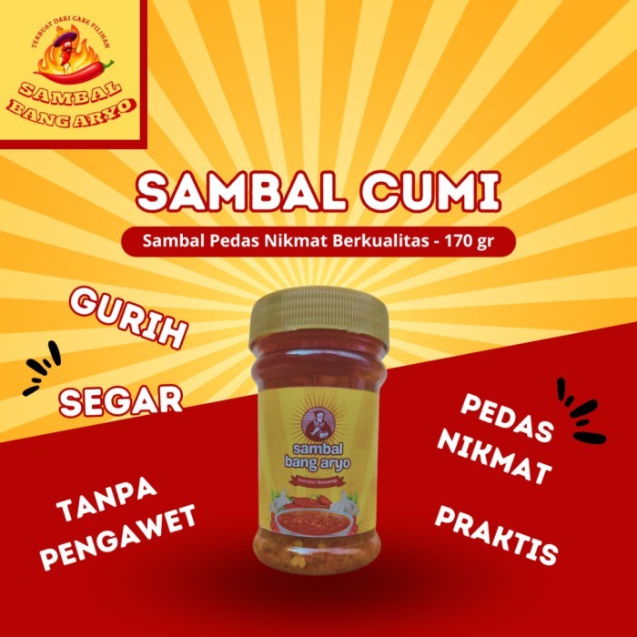 

TERLARIS SAMBAL BABY CUMI - SAMBAL PEDAS - SAMBEL ENAK - SAMBAL BABY CUMI 170 GR-SAMBAL BANG ARYO