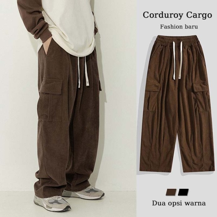 TERLARIS CELANA CARGO CORDUROY PRIA CELANA KARGO CORDUROY PANTS LONG CARGO PANTS CELANA CARGO