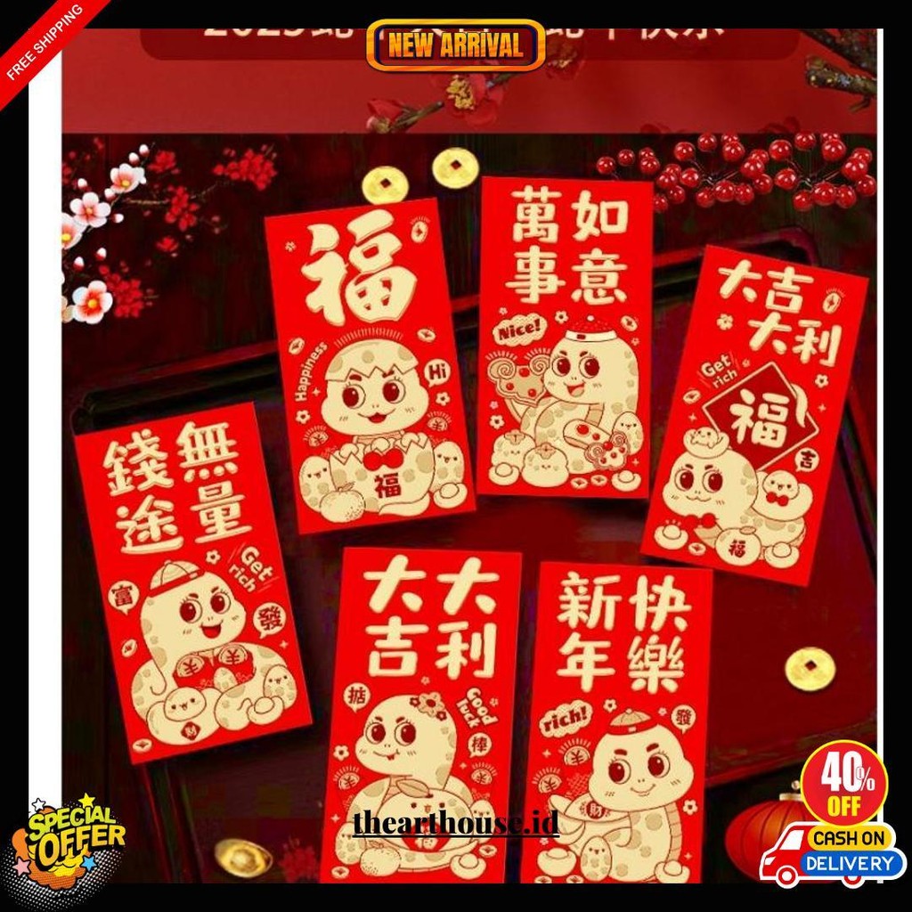 

Partyhouse.Medan (6Pc/Pack) Angpau Imlek 2025 / Angpao Ular 2025 / Year Of Snake Termurah Banget