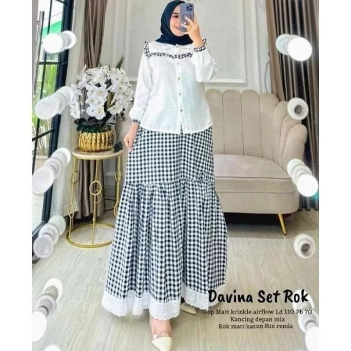 Davina Set Rok Setelan Wanita Dewasa Terbaru 2025 setelan Elegan Muslimah Ori Gamis Wanita Dewasa Te