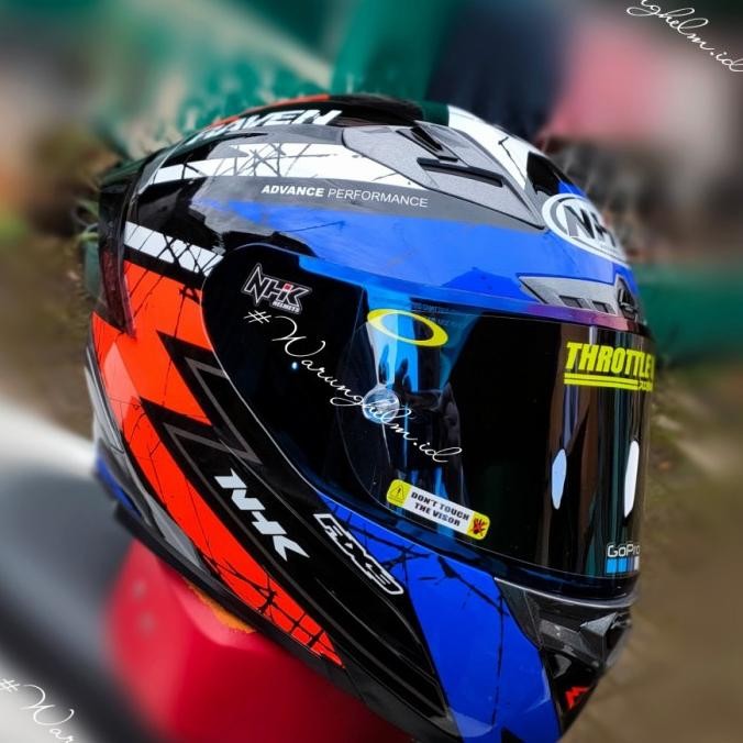 Helm Nhk Rx9 Raven Blue Orange Full Face Double Visor Paket Ganteng