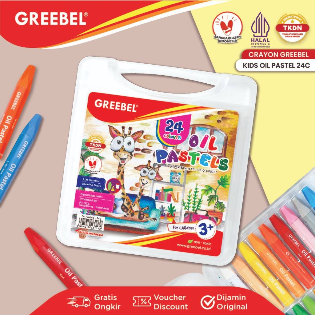 

GREEBEL Crayon Krayon 24 Warna / Kids Oil Pastel / Crayon Greebel / Crayon Set Mewarnai