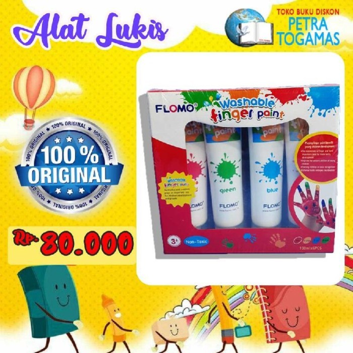 

TERLARIS! Cat Alat Melukis Lukis Warna Anak Flomo Washable Kids Finger Paint Ori