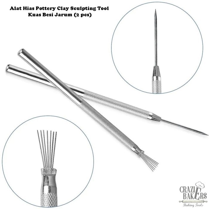 

Alat Hias Pottery Clay Sculpting Tool Kuas Besi Jarum (2 pcs)