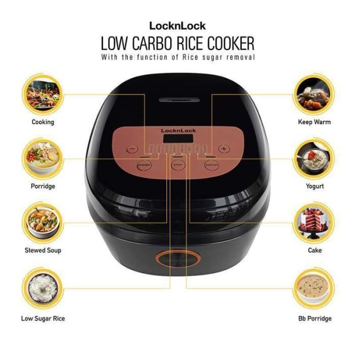 DISPALY RICE COOKER LOCKNLOCK EJR328BLK RICE COOKER DIGITAL LOW CARB
