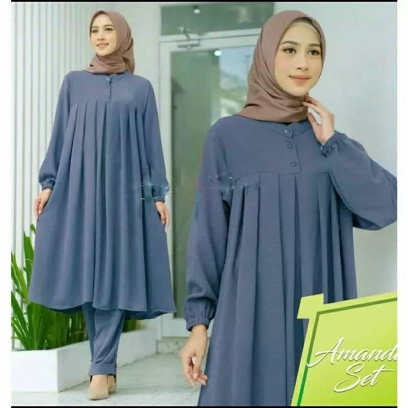 Setelan Dewasa Baju Tunik Ibuibu Oneset Lebaran Remaja Prmpuan Satu Set Bju Hari Raya Stelan Baju 1S