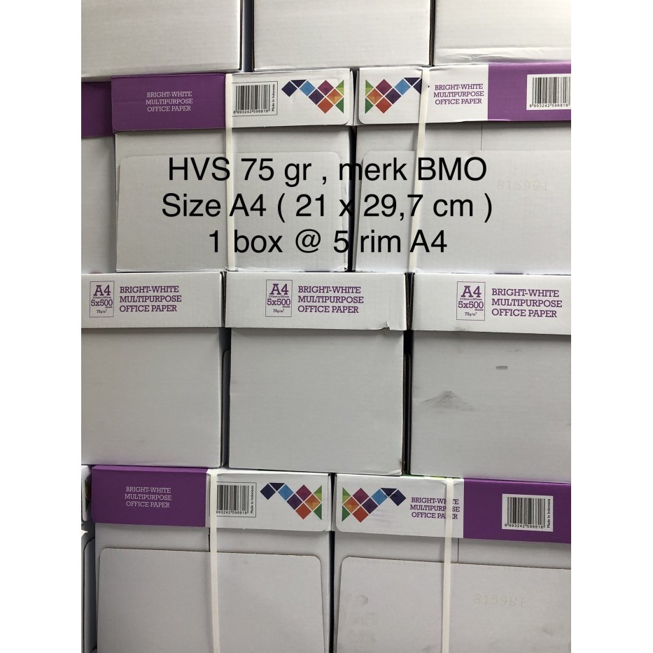 

Termurah ! HVS 75 Gram "BMO" size : A4 / Box