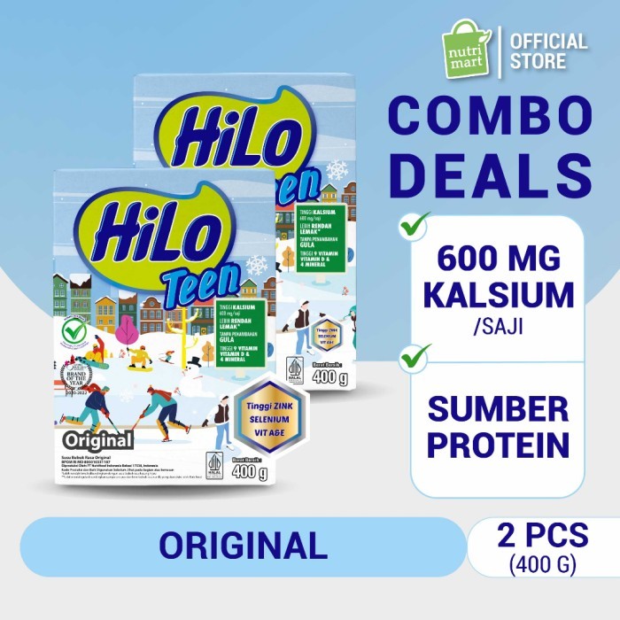 

TERLARIS TWIN PACK - HILO TEEN ORIGINAL 400 GRAM - SUSU TINGGI KALSIUM LEBIH RENDAH LEMAK MURAH!!!
