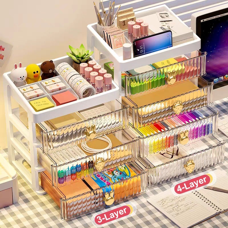 Big Sale  Sandahome Rak Laci Kosmetik 4 Susun Rak Makeup Aesthetic Rak Laci Plastik Serbaguna
