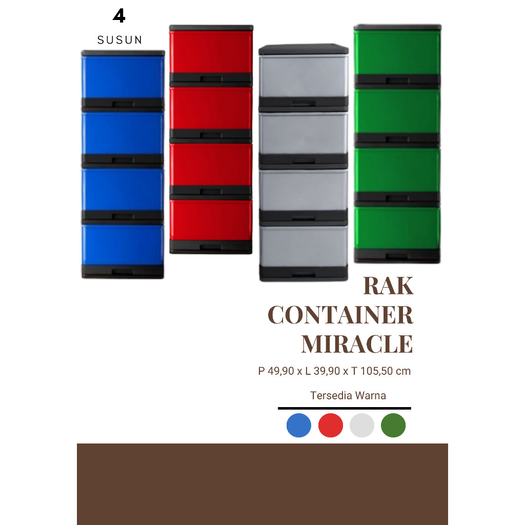 Big Sale  Rak Container Susun 4 Miracle Lemari Laci Plastik Kabinet Jumbo