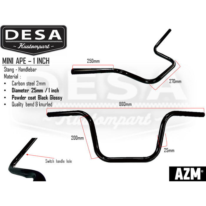 STANG CUSTOM STANG MOTOR STANG HARLEY STANG HD STANG 1 INCH MINI APE BARU