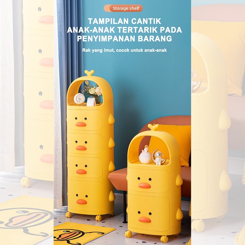 Promo Lemari Susun Plastik Karakter Bebek Kabinet Susun Drawer Rak Penyimpanan Lemari Laci Box Susun