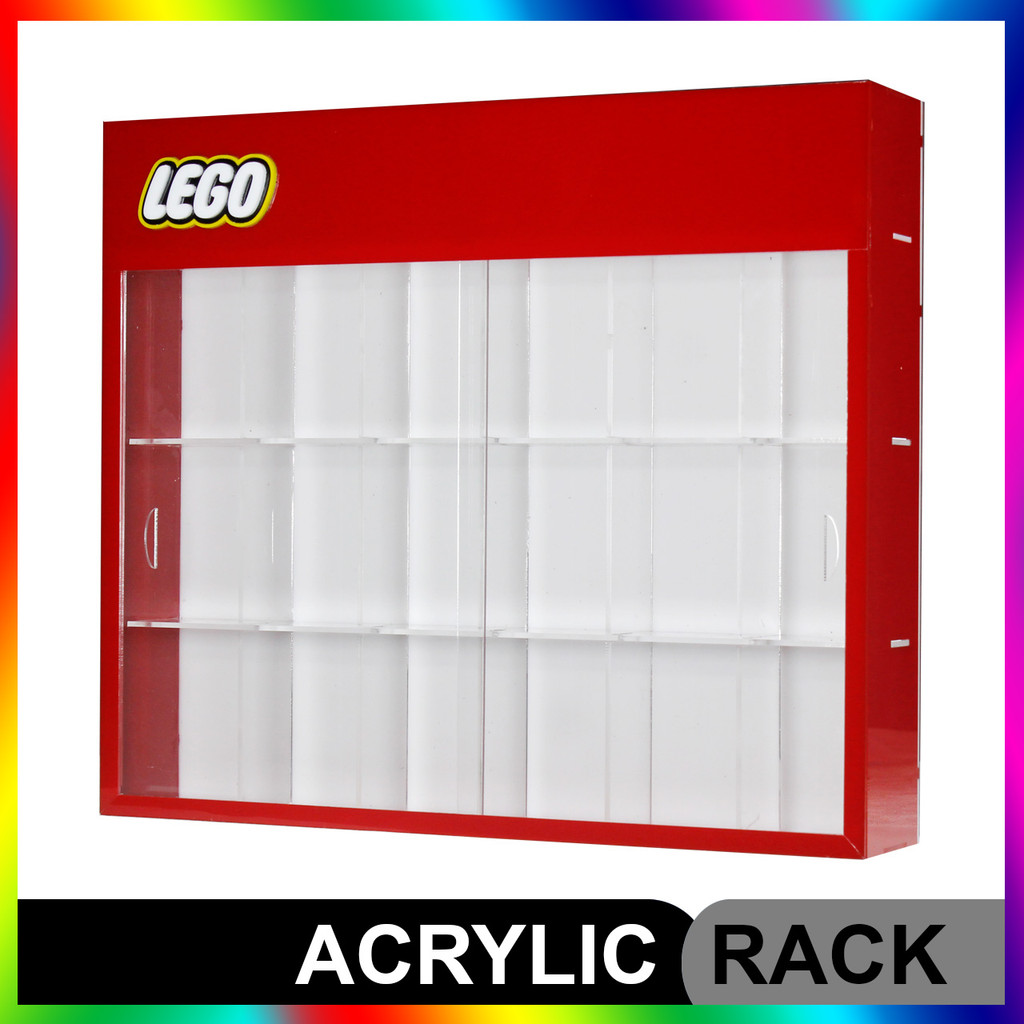 Rak Minifigure Akrilik 18 Slot | Display LEGO Minifigures Header Pintu Sliding