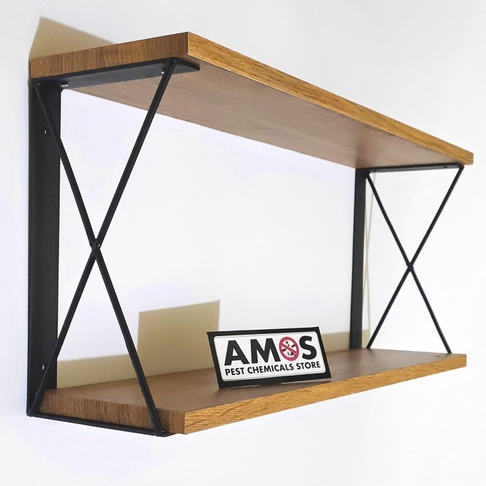 Rak Dinding Besi Kayu 2 Susun Ambalan