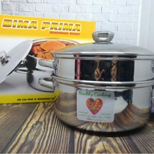 PANCI POT DAN STEAMER 20CM BIMA / PANCI KUKUSAN STAINLESS BIMA