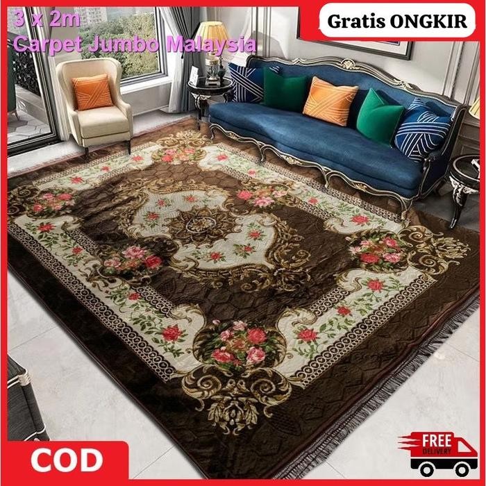 Karpet Ruang Tamu Hamble Turki Ukuran 2x3 Meter Bahan Tebal busa serat Malaysia Moti Anti selip