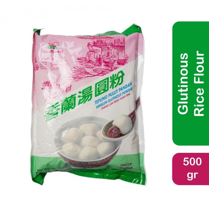 

TERLARIS SUNFLOWER VANILLIN GLUTINOUS POWDER 500 GR TEPUNG PULUT PANDAN KETAN RONDE STICKY RICE