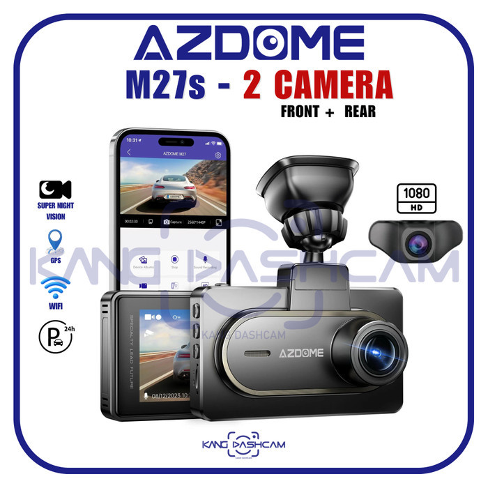 Produk Baruu Azdome M27 2K Dual Camera Dash Cam Wifi SuperCapacitor GPS M27s