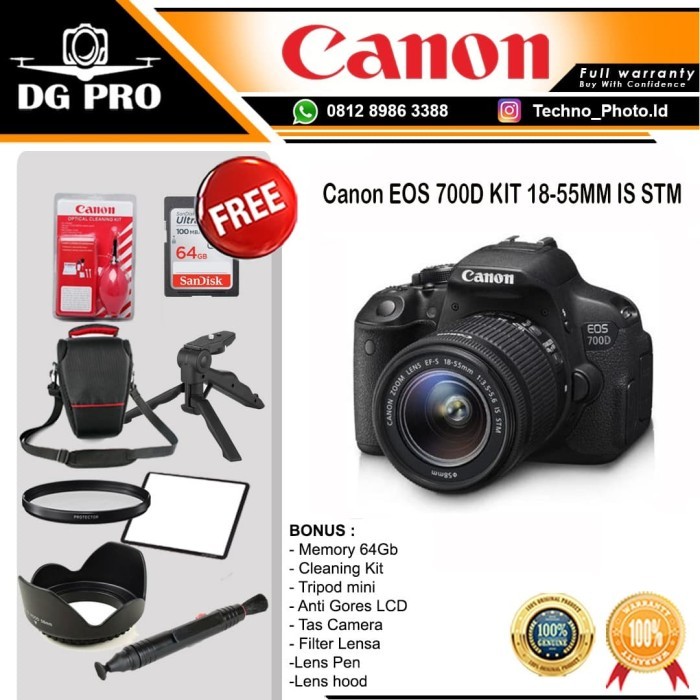 Canon Eos 700D Kit 18-55Mm Iii - Kamera Dslr Canon + Lensa