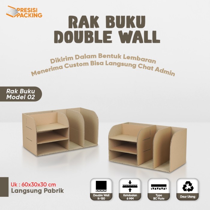 

Rak Buku Double Wall Cardboard Model DW001 60x30x30 cm