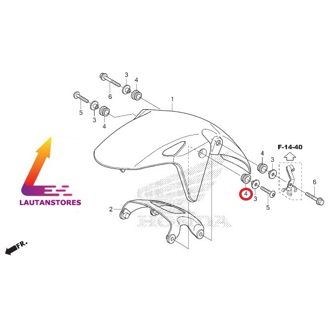 61105-Kry-900 Karet Dudukan Spakbor Depan Cbr 150 Cbr 250 Termurah Langka