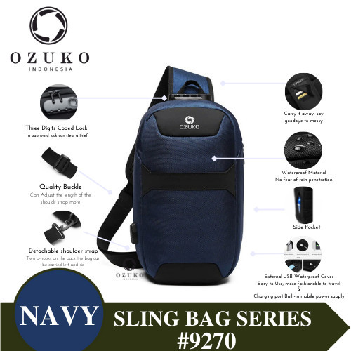 Ozuko Sling Bag #9270 - Navy
