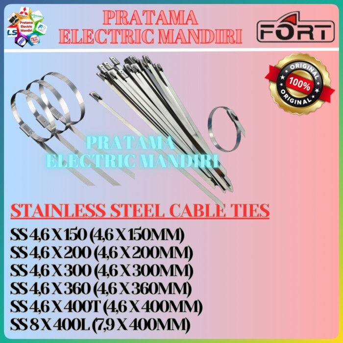 

HOT SALE! FORT STAINLESS STEEL CABLE TIE KABEL TIES SS 4,6X360 4,6X400T 8X400L