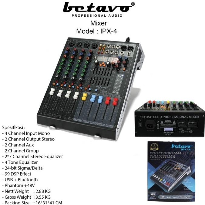 Murah Mixer Audio 4 Channel Betavo Ipx 4 Usb Bluetooth